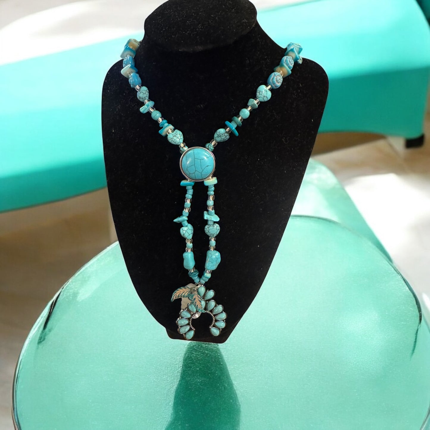 Jewelry set: crystal, turquoise, agate